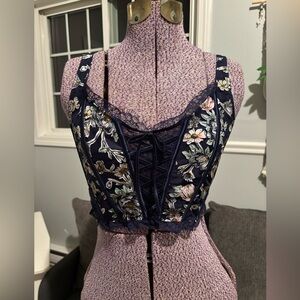 Victoria’s Secret Corset Top S Navy Foral Festival Coquette Feminine